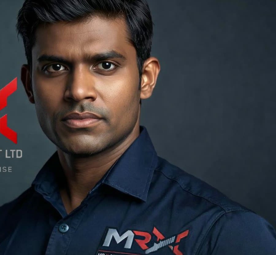A Mr X security officer in uniform, looking directly at the camera.
